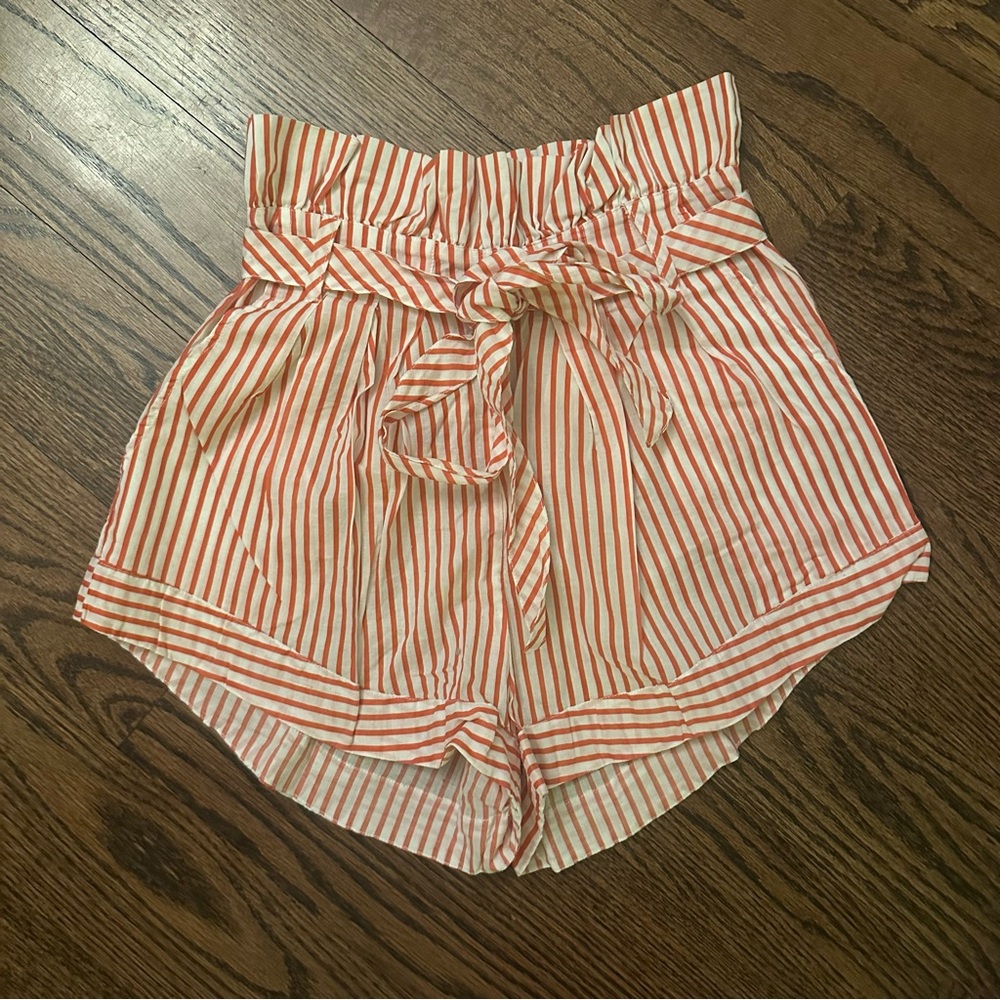 For Love And Lemons Red and White Striped High Waist Shorts size small
